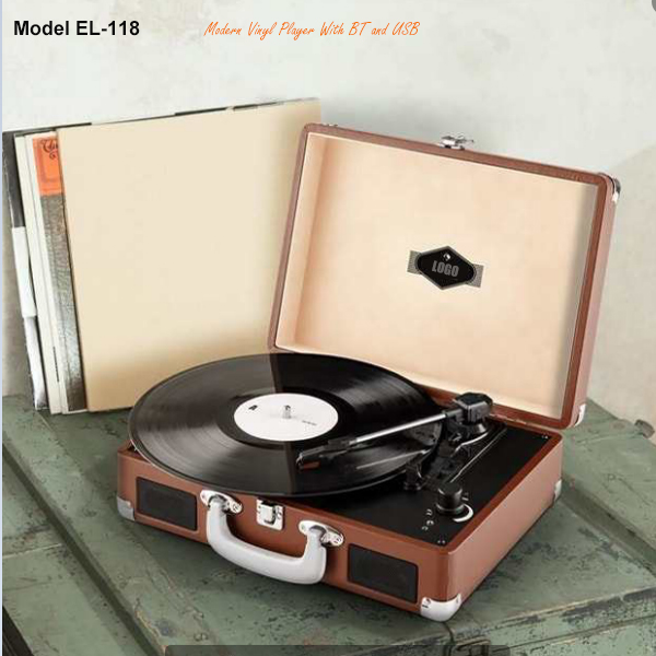 Vintage modern 3 speeds record LP vinyl player display bluetooth ,USB and recording